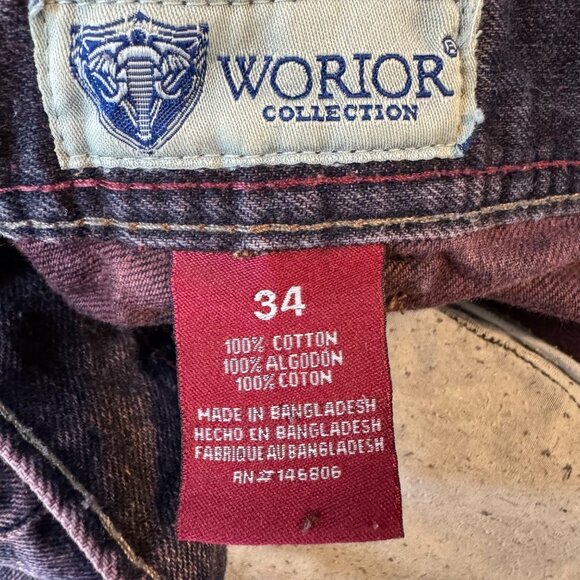 Worior Collection Jean Shorts Mens Purple Acid Wash Denim Button Fly 12" Size 34 - Picture 4 of 10